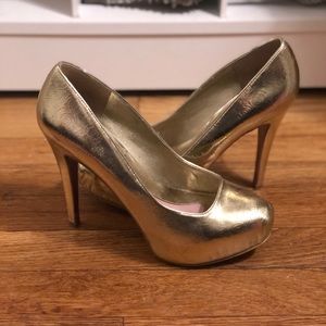Gold dressy platform heels